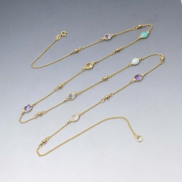 Long gold vermeil multi gem necklace